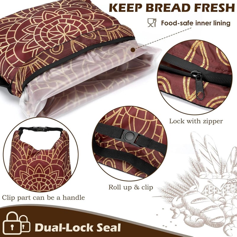 Revahope 2 Pack Reusable Bread Bags for Homemade Bread, 17"×13" Sourdough Bread Storage Bags with Bowl Cover - Keep Loaf Fresh and Easy to Wash(Brown Diamond) - Image 3